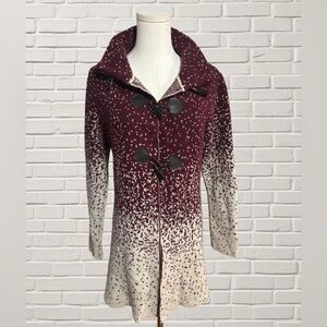 Italian Alpaca Mohair Ombre Knit Toggle Coat Cardigan Sweater Scandi Layering S
